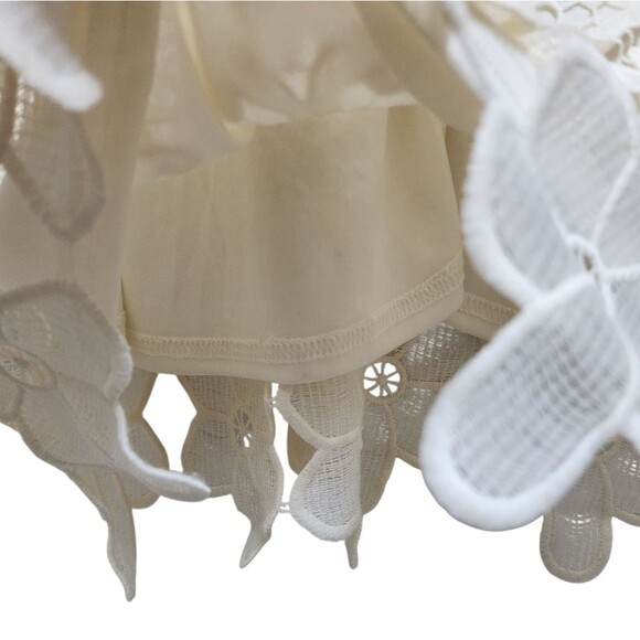 J Glee Dress Sz S Cream Floral Crochet Lace Overlay 3/4 Slv Lined Cottage Fairy - Picture 12 of 15
